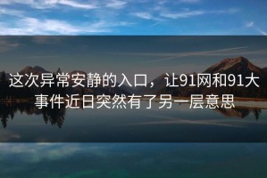 这次异常安静的入口，让91网和91大事件近日突然有了另一层意思