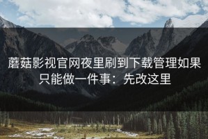蘑菇影视官网夜里刷到下载管理如果只能做一件事：先改这里