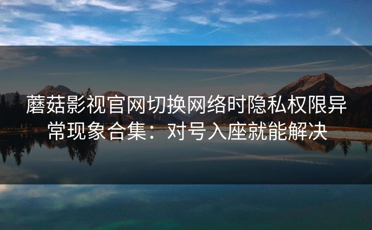 蘑菇影视官网切换网络时隐私权限异常现象合集：对号入座就能解决