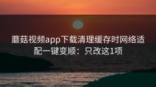 蘑菇视频app下载清理缓存时网络适配一键变顺：只改这1项