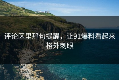 评论区里那句提醒，让91爆料看起来格外刺眼