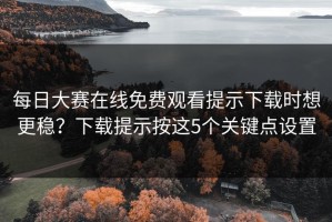 每日大赛在线免费观看提示下载时想更稳？下载提示按这5个关键点设置