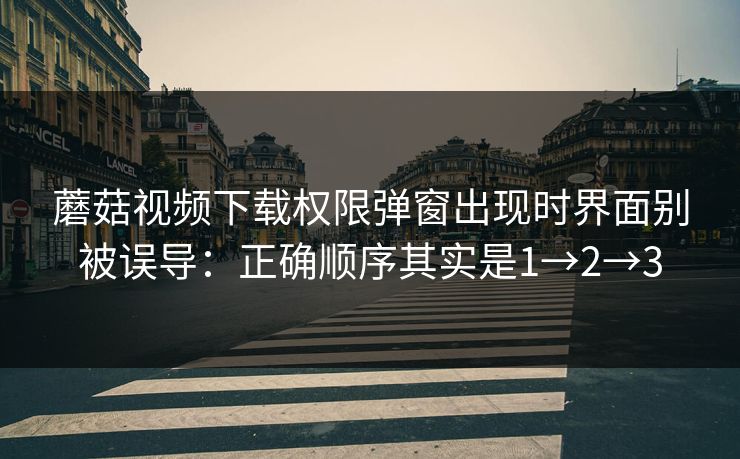 蘑菇视频下载权限弹窗出现时界面别被误导：正确顺序其实是1→2→3