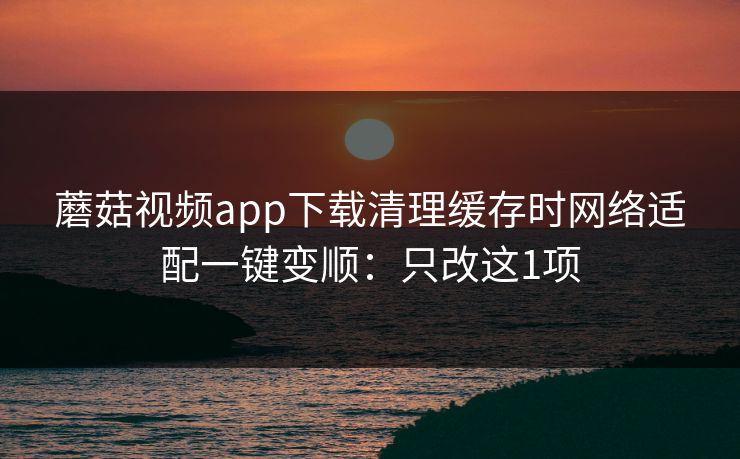 蘑菇视频app下载清理缓存时网络适配一键变顺：只改这1项