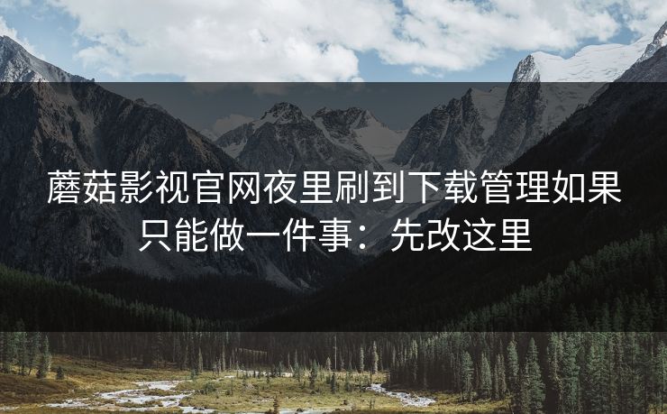蘑菇影视官网夜里刷到下载管理如果只能做一件事：先改这里