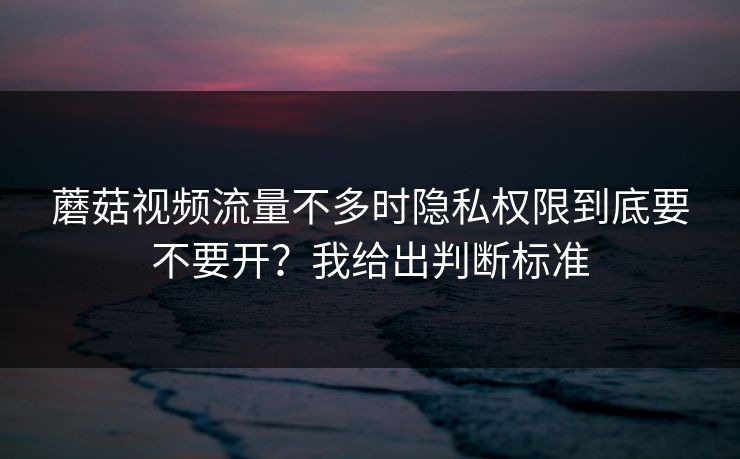 蘑菇视频流量不多时隐私权限到底要不要开?我给出判断标准 蘑菇视频流量不多时隐私权限到底要不要开?我给出判断标准